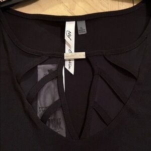 NWT Macy’s NY Collection dressy keyhole neck top with sheer chest panels XL